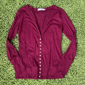 V neck button down sweater